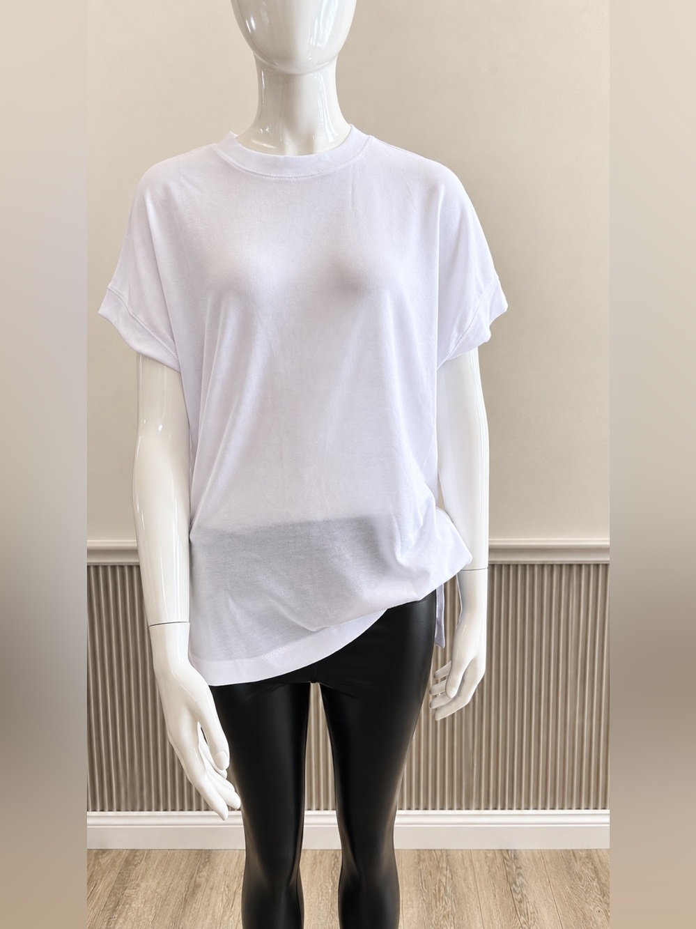 Mono B White Relaxed Crew Short Sleeve Tee